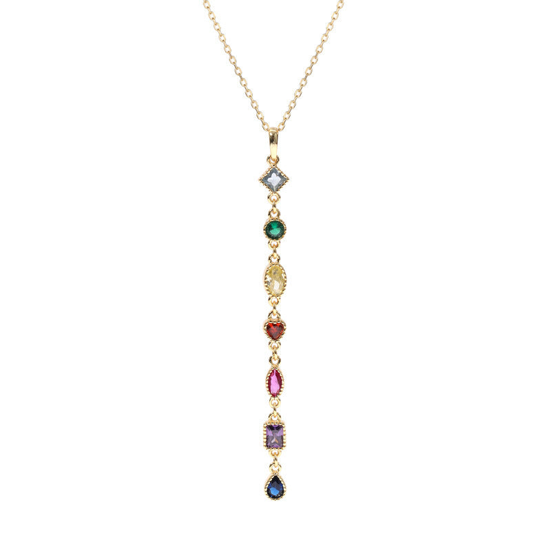 Colored Gemstone Drop Necklace