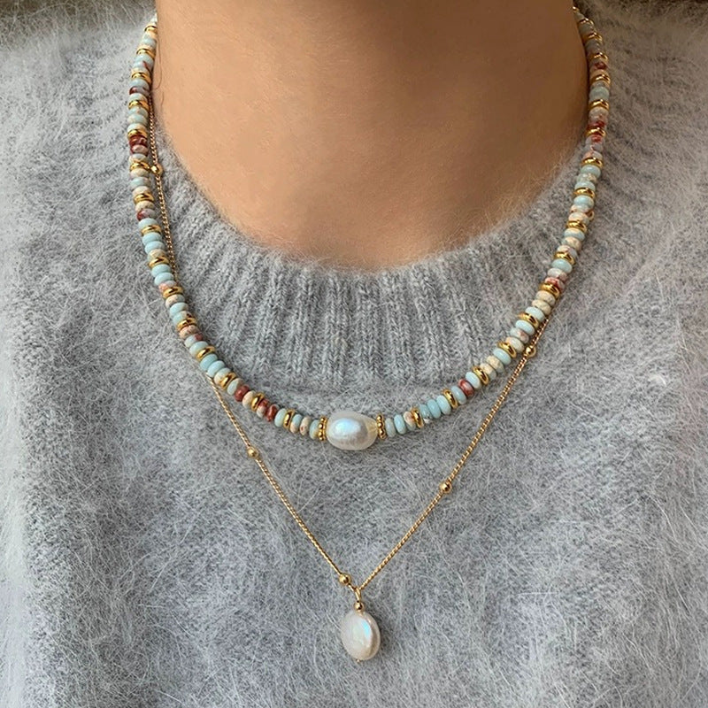 Natural Stone Pearl Necklace