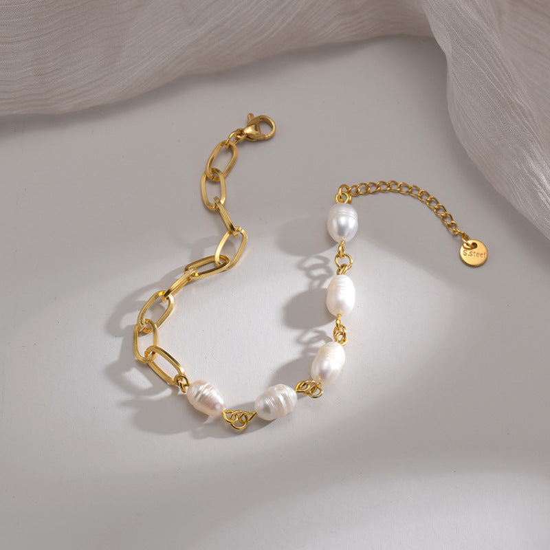 Pearl Paper Clip Bracelet